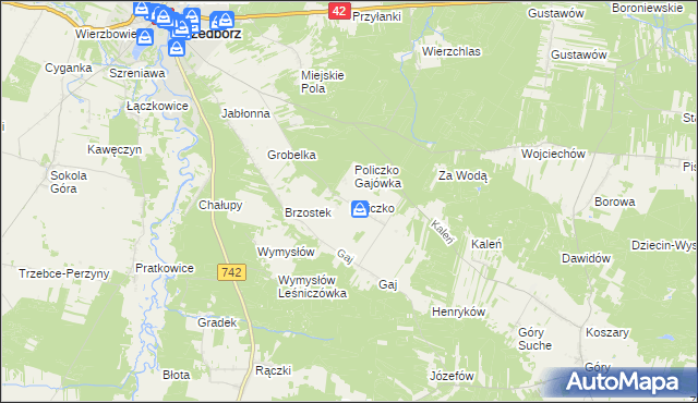 mapa Policzko, Policzko na mapie Targeo