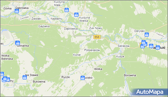 mapa Półsieraków, Półsieraków na mapie Targeo