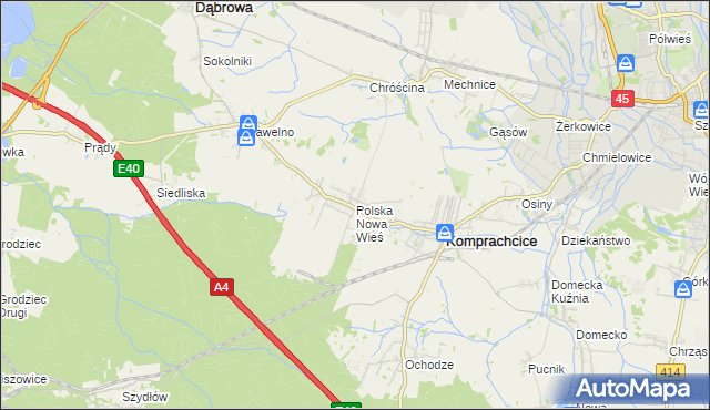 mapa Polska Nowa Wieś, Polska Nowa Wieś na mapie Targeo