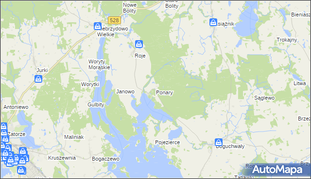 mapa Ponary, Ponary na mapie Targeo