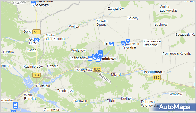 mapa Poniatowa powiat opolski, Poniatowa powiat opolski na mapie Targeo