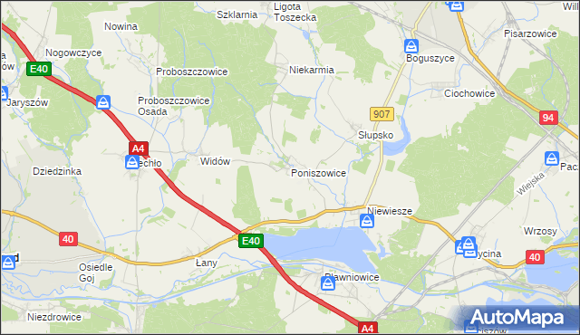 mapa Poniszowice, Poniszowice na mapie Targeo