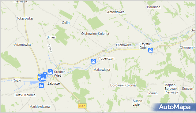 mapa Poperczyn, Poperczyn na mapie Targeo