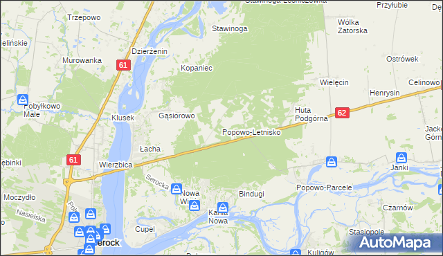 mapa Popowo-Letnisko, Popowo-Letnisko na mapie Targeo