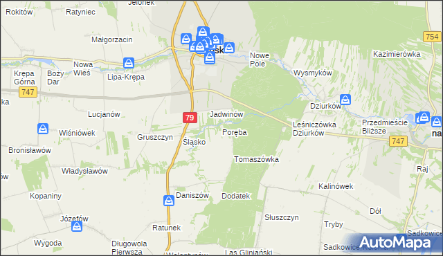 mapa Poręba gmina Lipsko, Poręba gmina Lipsko na mapie Targeo