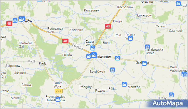 mapa Potworów powiat przysuski, Potworów powiat przysuski na mapie Targeo