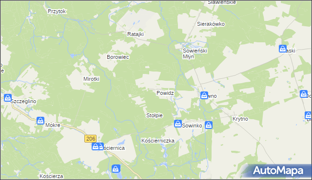 mapa Powidz gmina Polanów, Powidz gmina Polanów na mapie Targeo