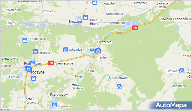 mapa Pradła, Pradła na mapie Targeo