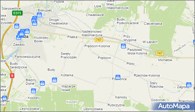 mapa Prędocin gmina Iłża, Prędocin gmina Iłża na mapie Targeo