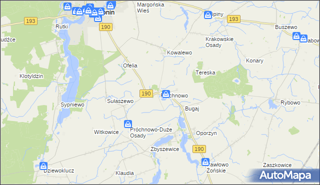 mapa Próchnowo gmina Margonin, Próchnowo gmina Margonin na mapie Targeo