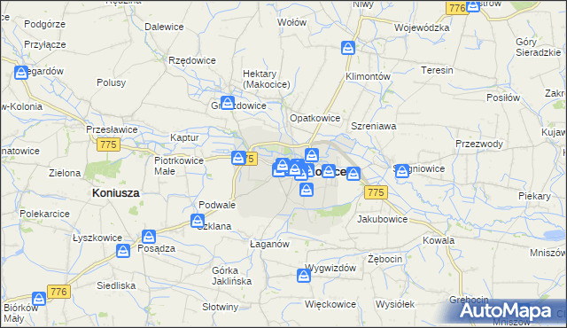 mapa Proszowice, Proszowice na mapie Targeo