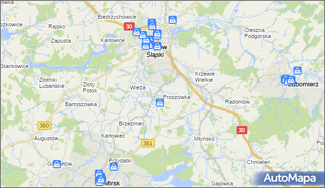 mapa Proszówka, Proszówka na mapie Targeo
