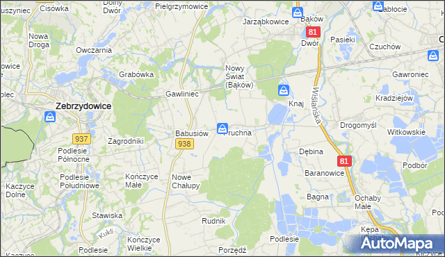 mapa Pruchna, Pruchna na mapie Targeo