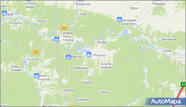 mapa Prusicko, Prusicko na mapie Targeo