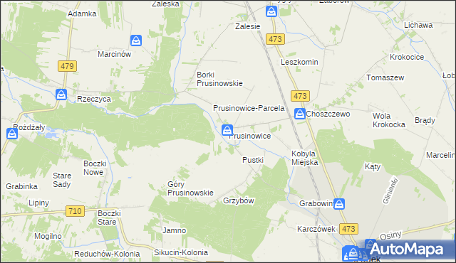 mapa Prusinowice gmina Szadek, Prusinowice gmina Szadek na mapie Targeo