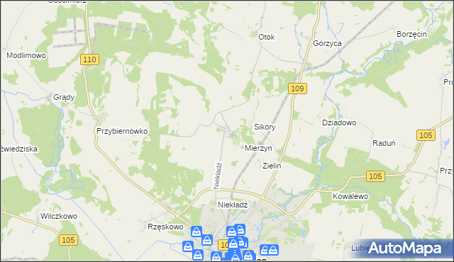 mapa Prusinowo gmina Gryfice, Prusinowo gmina Gryfice na mapie Targeo