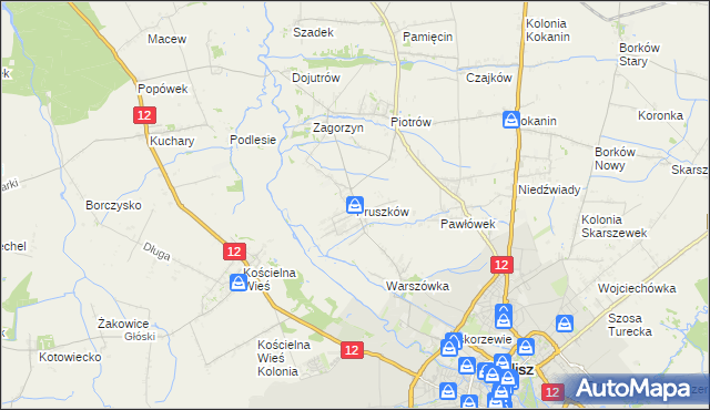 mapa Pruszków gmina Blizanów, Pruszków gmina Blizanów na mapie Targeo