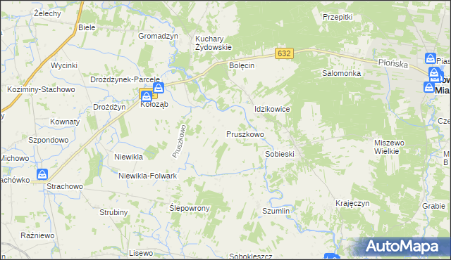 mapa Pruszkowo gmina Sochocin, Pruszkowo gmina Sochocin na mapie Targeo