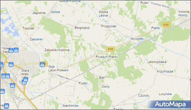 mapa Pruszyn-Pieńki, Pruszyn-Pieńki na mapie Targeo
