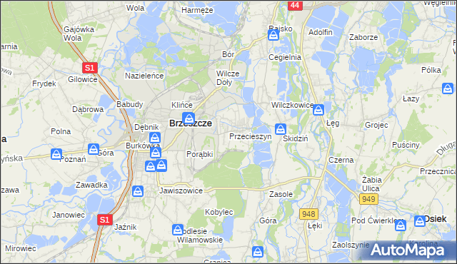 mapa Przecieszyn, Przecieszyn na mapie Targeo