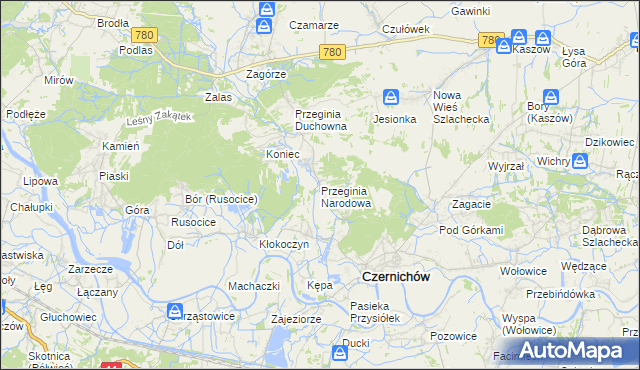 mapa Przeginia Narodowa, Przeginia Narodowa na mapie Targeo