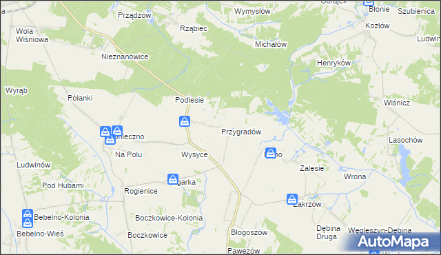 mapa Przygradów, Przygradów na mapie Targeo