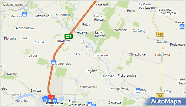 mapa Przyłęczek, Przyłęczek na mapie Targeo
