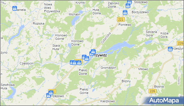 mapa Przywidz powiat gdański, Przywidz powiat gdański na mapie Targeo