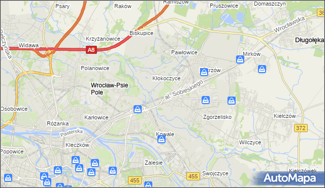 mapa Psie Pole gmina Wrocław, Psie Pole gmina Wrocław na mapie Targeo