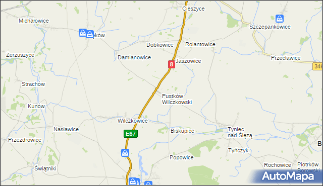 mapa Pustków Wilczkowski, Pustków Wilczkowski na mapie Targeo