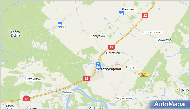 mapa Puszcza gmina Szlichtyngowa, Puszcza gmina Szlichtyngowa na mapie Targeo