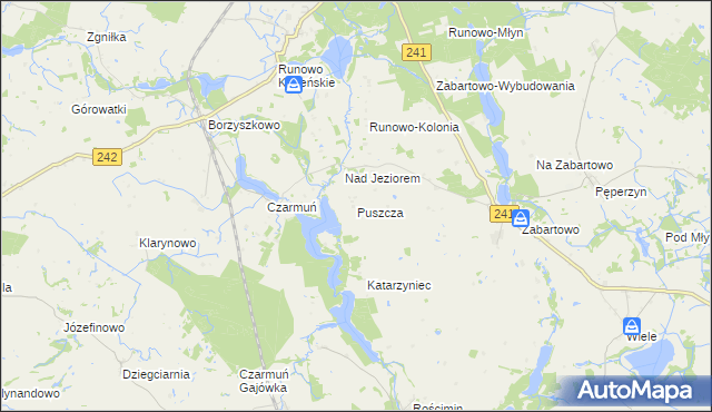 mapa Puszcza gmina Więcbork, Puszcza gmina Więcbork na mapie Targeo