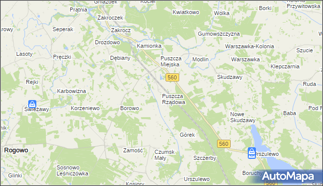 mapa Puszcza Rządowa, Puszcza Rządowa na mapie Targeo