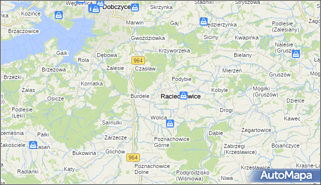 mapa Raciechowice, Raciechowice na mapie Targeo