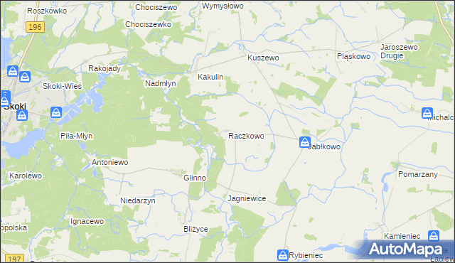 mapa Raczkowo, Raczkowo na mapie Targeo