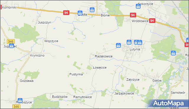mapa Radakowice, Radakowice na mapie Targeo