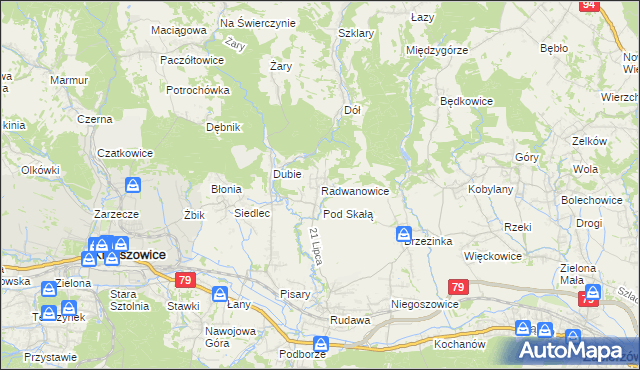 mapa Radwanowice, Radwanowice na mapie Targeo