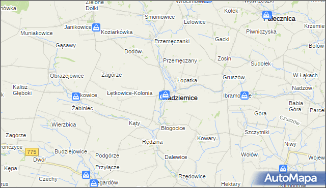 mapa Radziemice, Radziemice na mapie Targeo