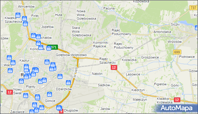 mapa Rajec Szlachecki, Rajec Szlachecki na mapie Targeo