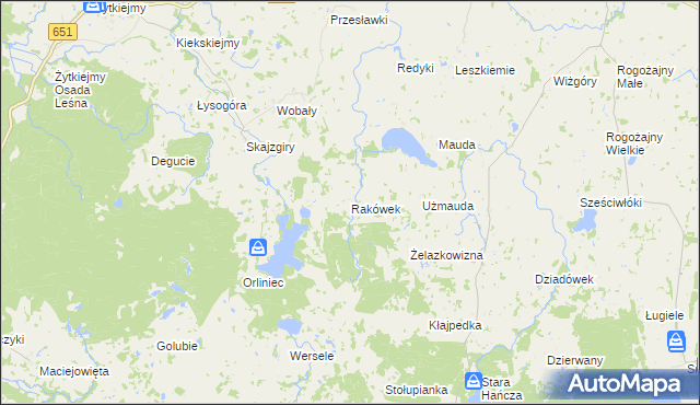 mapa Rakówek gmina Dubeninki, Rakówek gmina Dubeninki na mapie Targeo
