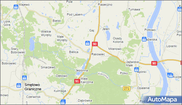 mapa Rakowiec gmina Gniew, Rakowiec gmina Gniew na mapie Targeo