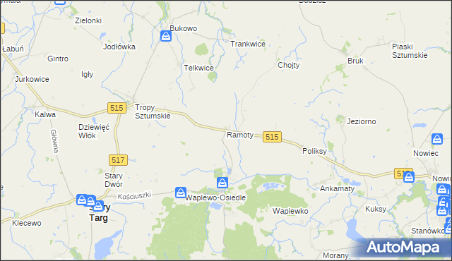 mapa Ramoty gmina Stary Targ, Ramoty gmina Stary Targ na mapie Targeo