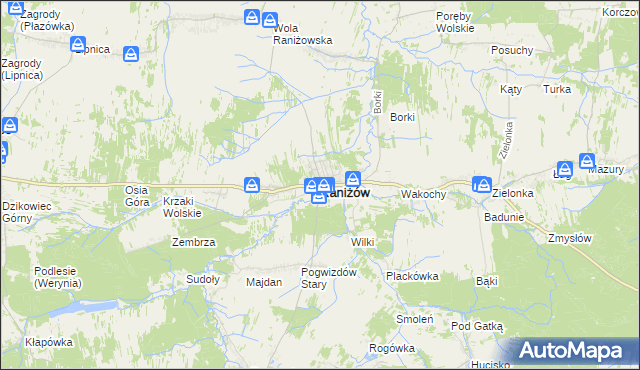 mapa Raniżów, Raniżów na mapie Targeo