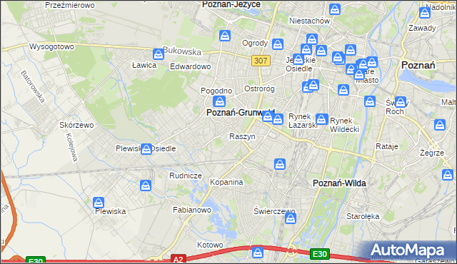 mapa Raszyn gmina Poznań, Raszyn gmina Poznań na mapie Targeo