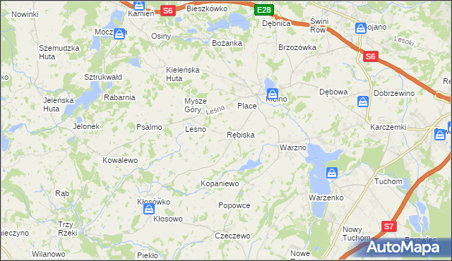 mapa Rębiska gmina Szemud, Rębiska gmina Szemud na mapie Targeo