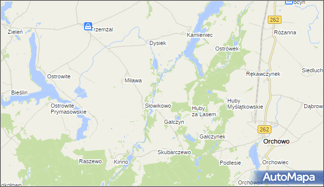 mapa Rękawczyn gmina Orchowo, Rękawczyn gmina Orchowo na mapie Targeo