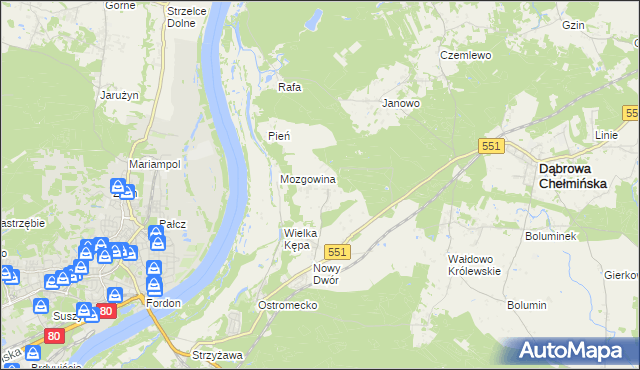 mapa Reptowo gmina Dąbrowa Chełmińska, Reptowo gmina Dąbrowa Chełmińska na mapie Targeo