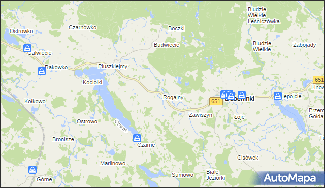 mapa Rogajny gmina Dubeninki, Rogajny gmina Dubeninki na mapie Targeo