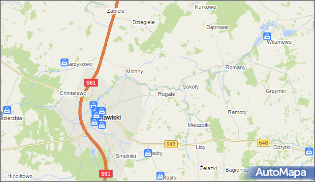 mapa Rogale gmina Stawiski, Rogale gmina Stawiski na mapie Targeo