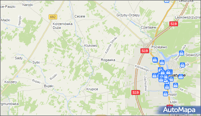 mapa Rogawka, Rogawka na mapie Targeo